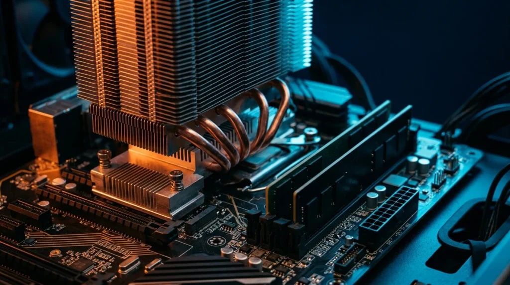Composants PC haut de gamme rétroéclairés illustrant la hausse des prix du matériel informatique